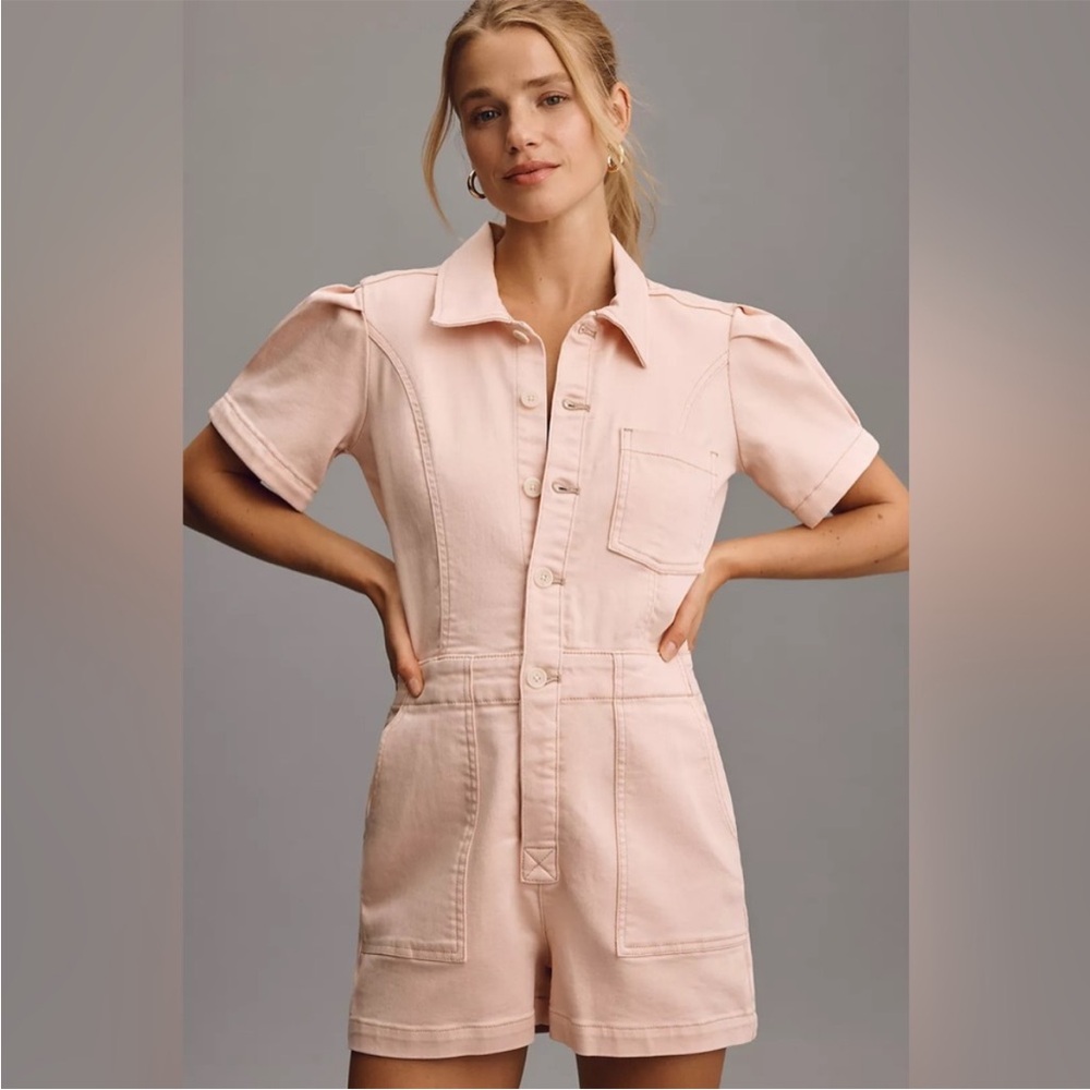 NWT Anthropologie Pilcro The Kit Utility Romper, Pink, Size 2